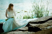 Шикарное свадебное платье из Италии цвета айворы 